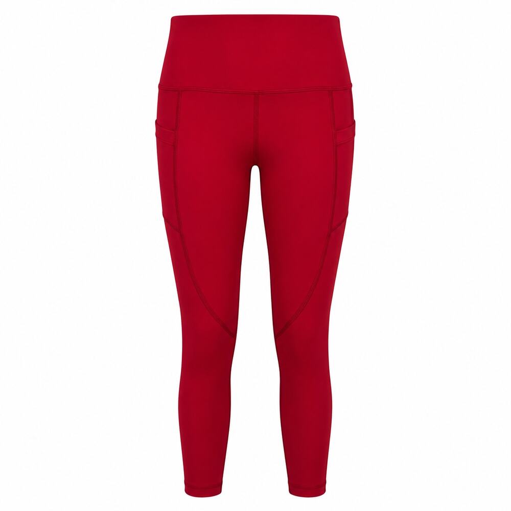 ZYIA Active Red High Waisted Pocket Leggings Size 2 Athletic Workout Yoga